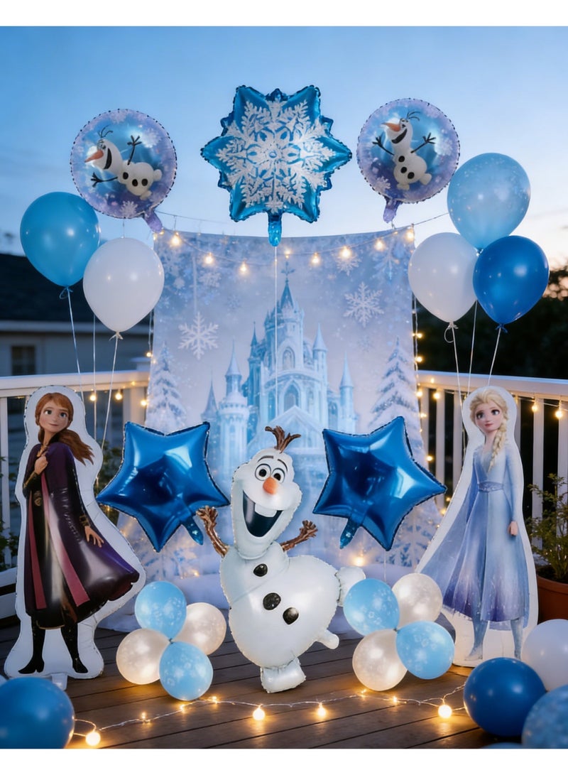 مستلزمات حفلات أعياد الميلاد المجمدة إلسا آنا الأميرة زينة بالونات من الألومنيوم 19 قطعة لمناسبات التخرج وحفلات استقبال المولود الجديد والحفلات ذات الطابع الخاص - Image 4